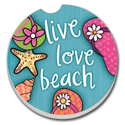 "Live Love Beach" 1-Pack Absorbent Stone Car Coaster
