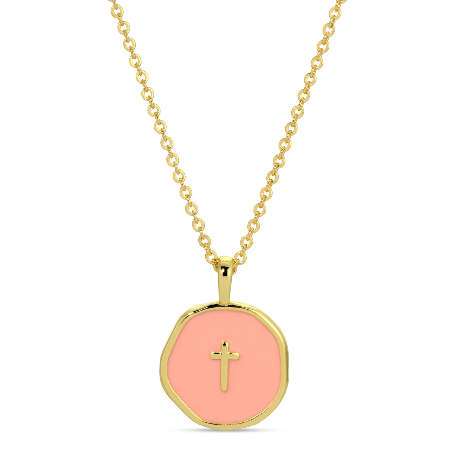 Tiny Cross Pendant Necklace: ROSE