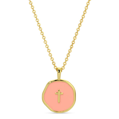 Rose Tiny Cross Pendant Necklace
