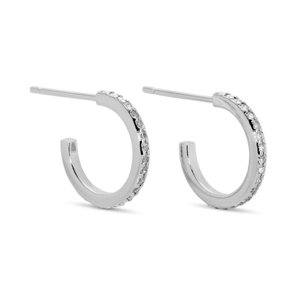 Pave Hoops: Silver / Small