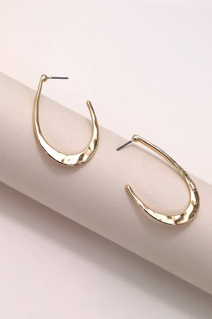 Hammered U Shape Hoop Drop Earring