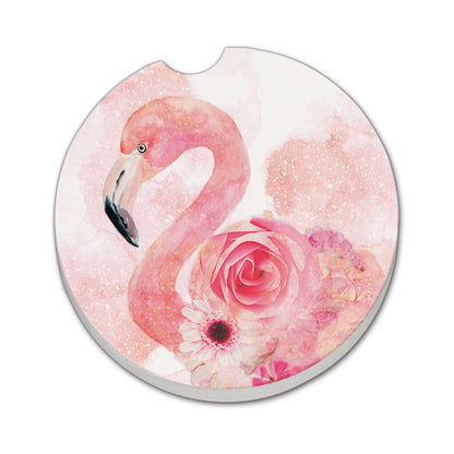 "Floral Flamingos" Absorbent Stone Car Coaster 1pk