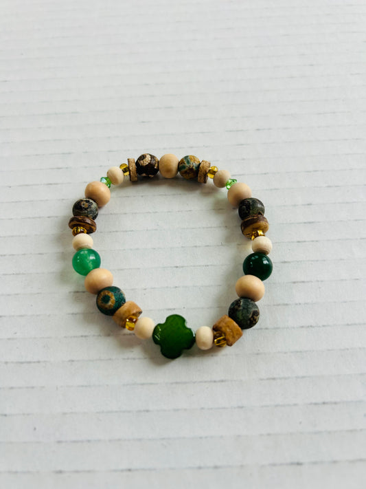 Natural/Organic Stone/Green Beaded Bracelet