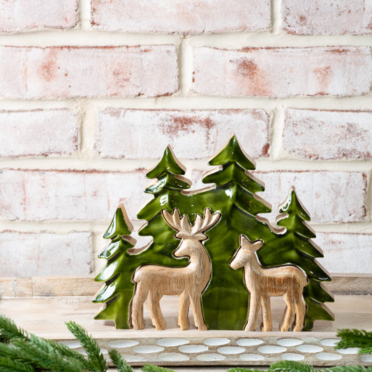 WOOD TREES W/ 2 CUT DEER