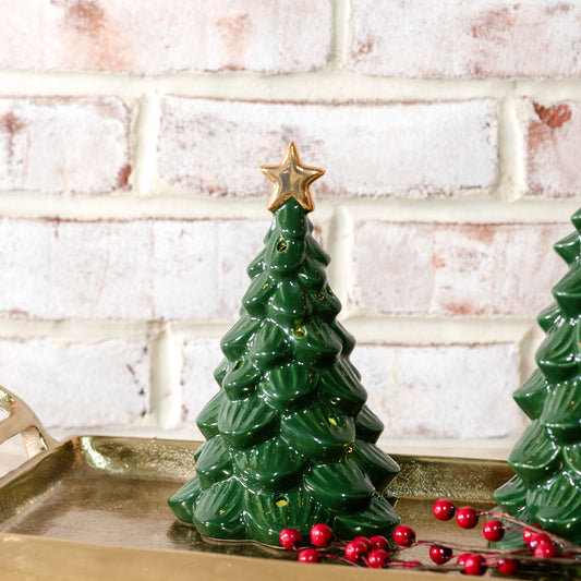 7.25"H LED GREEN TREE W/ STAR