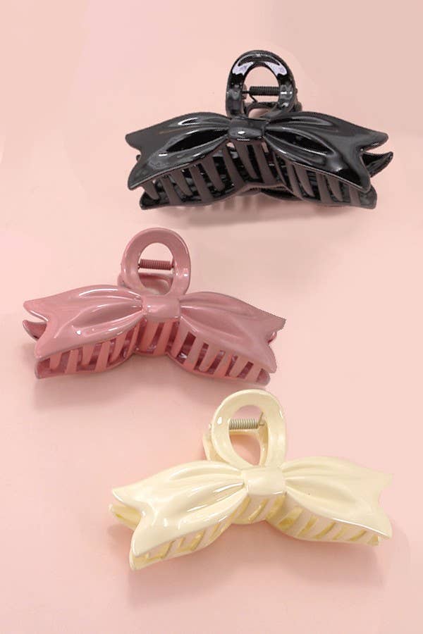 Large Bow Ribbon Shiny Hair Claw Clip