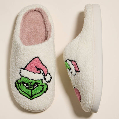 Whimsical Christmas Grinch Home Slippers