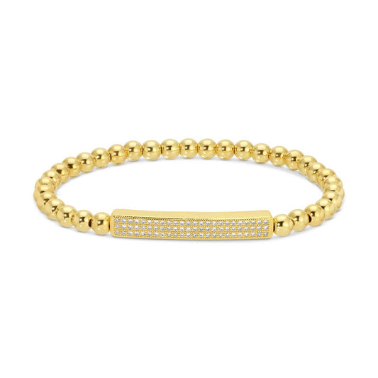 Gold Pave Bar Stretch Bracelet