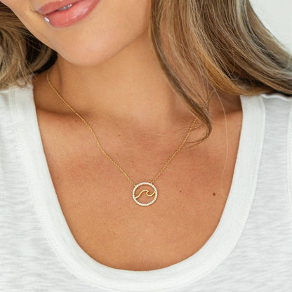Ride The Wave Pendant Necklace: Gold