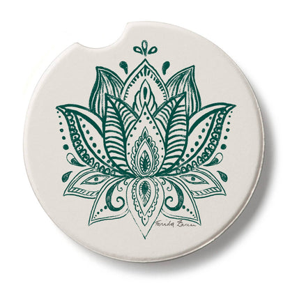 "Lotus Sketch" Absorbent Stone Car Coaster 1pk