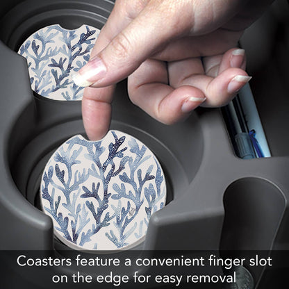 "Ocean Coral" Absorbent Stone Car Coaster 1pk