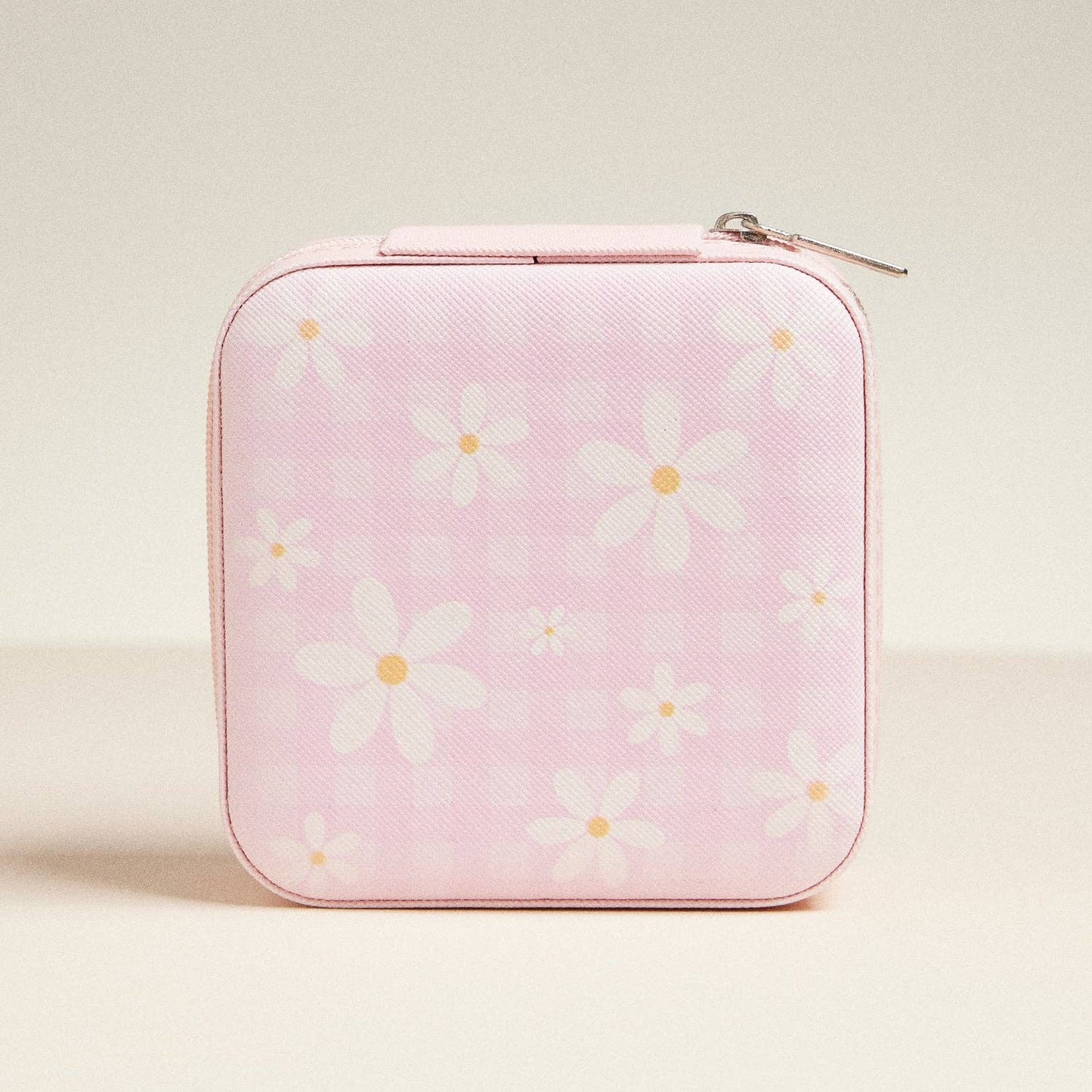 Pink Daisy Flower Pattern Jewelry Box -Travel Size