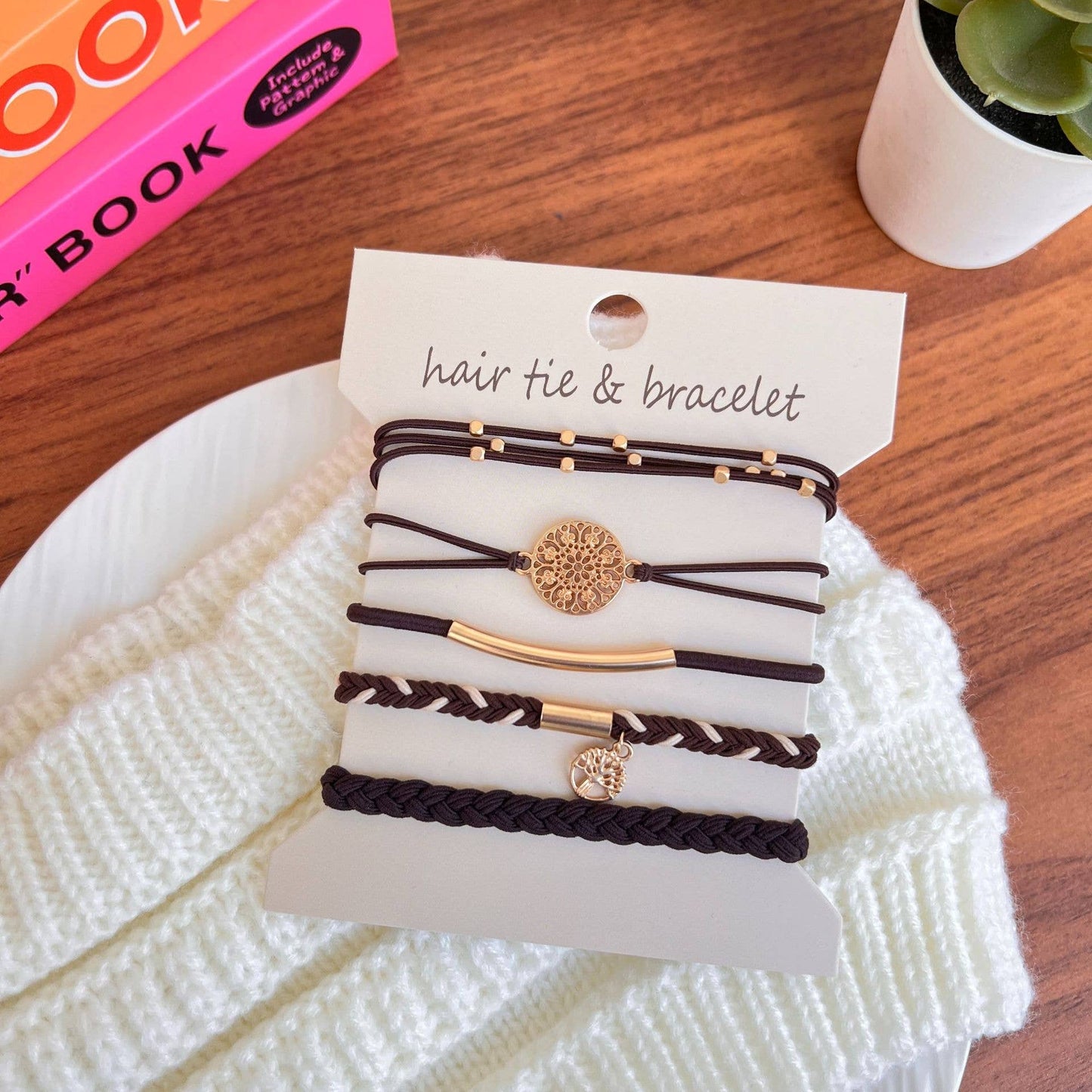 Chocolate Boho Hair Tie/Bracelets