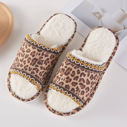Leopard Cozy Leopard Fleece-Lined Indoor Slippers