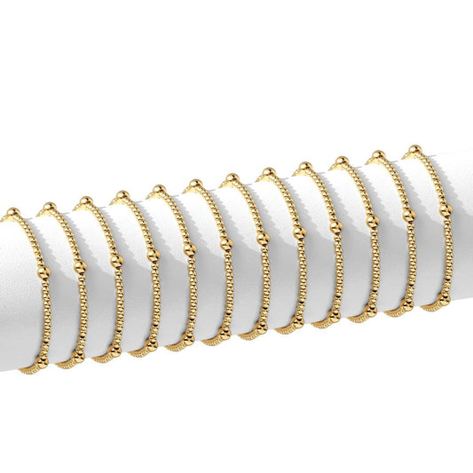 Gold 3mm Bead with 5mm accent Stretch Bracelet