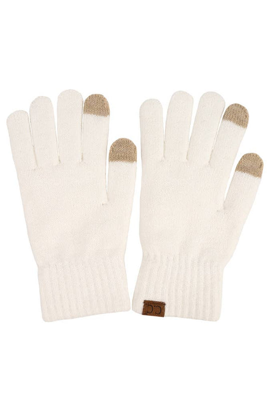 White Heather Knit Plain Gloves