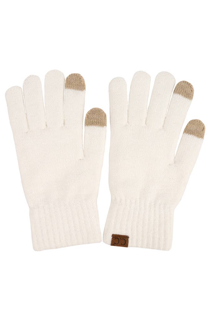 Black Heather Knit Plain Gloves