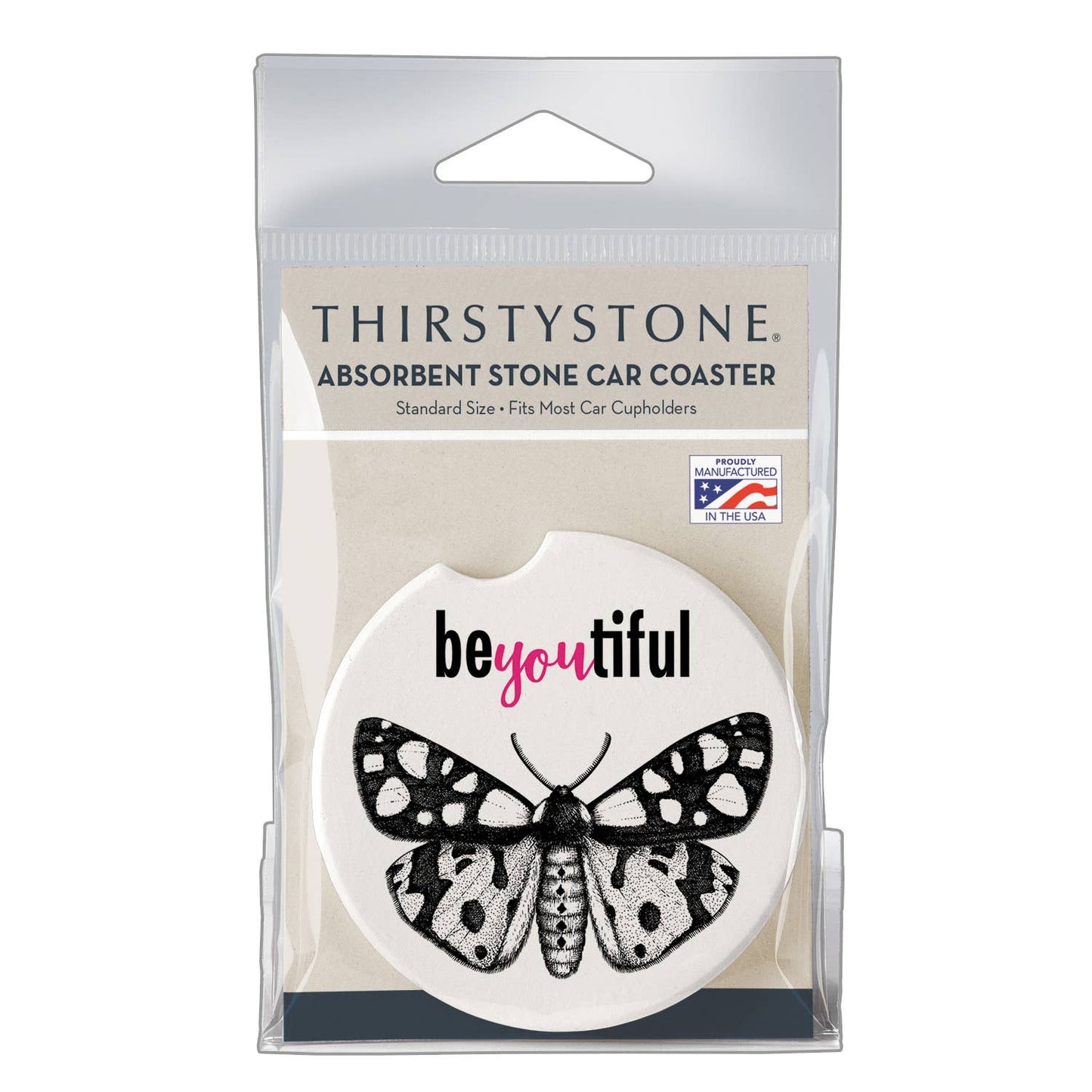 "BeYOUtiful" Absorbent Stone Car Coaster 1pk