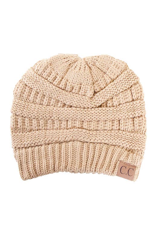 Camel Cable Knit Classic Beanie Winter Hat