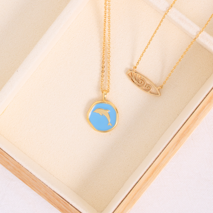 Petite Surfboard Wave Necklace
