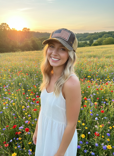 American Flag USA Distressed Trucker Hat Baseball Cap