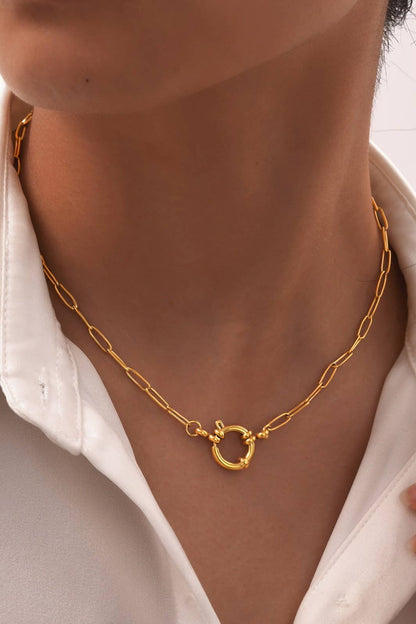 Gold Circle with Link Chain Necklace