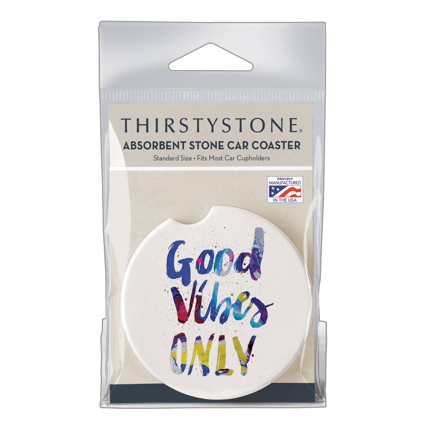 "Good Vibes" Absorbent Stone Car Coaster 1pk