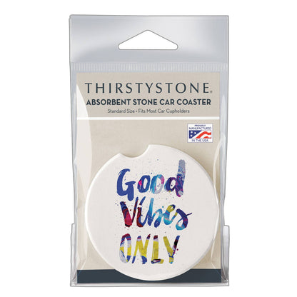 "Good Vibes" Absorbent Stone Car Coaster 1pk