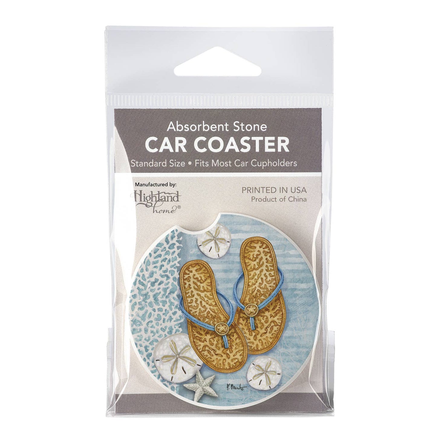 Key Largo Sandals Absorbent Stone Car Coaster 1 Pk