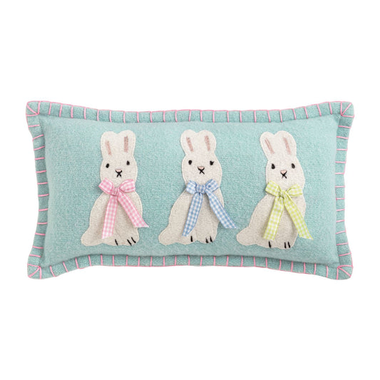 Triple Bunny Felted Mini Pillow