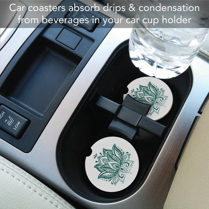 "Lotus Sketch" Absorbent Stone Car Coaster 1pk