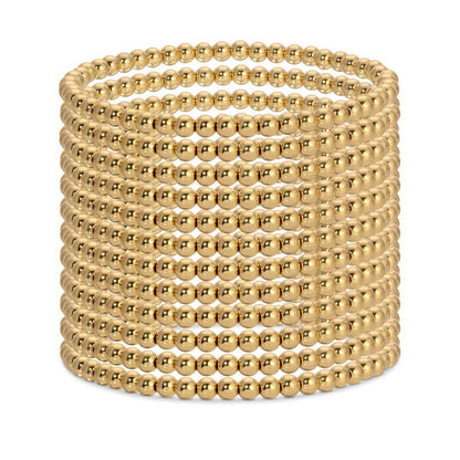 4mm Bead Stretch Bracelets: Gold