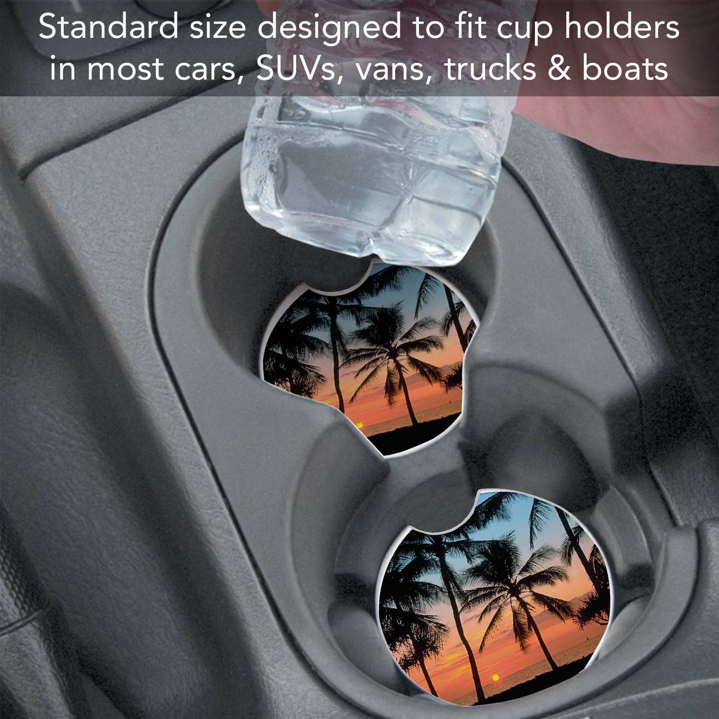 Palms Single Absorbent Stone Car Coaster