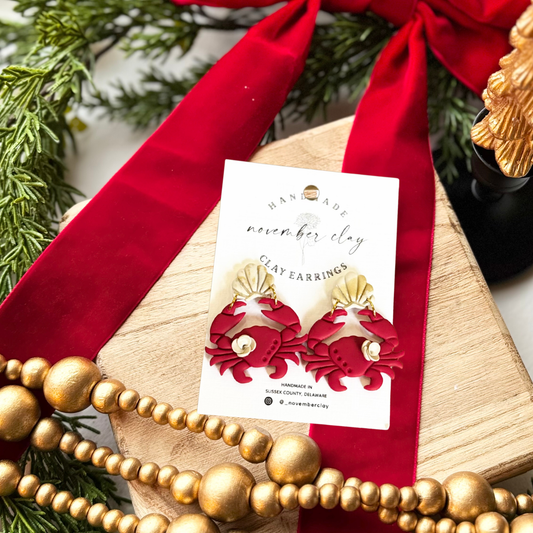 Crab w/Flower & Shell Post