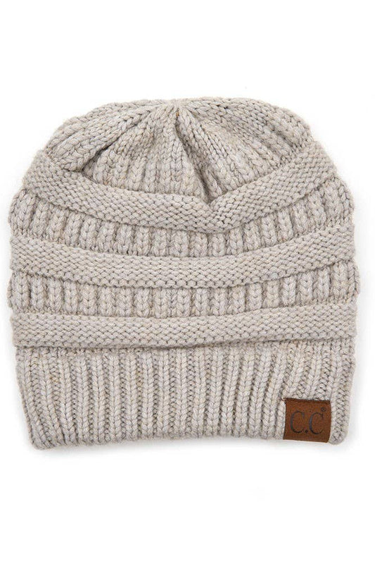 Warm Gray Soft Yarn Knit Beanie