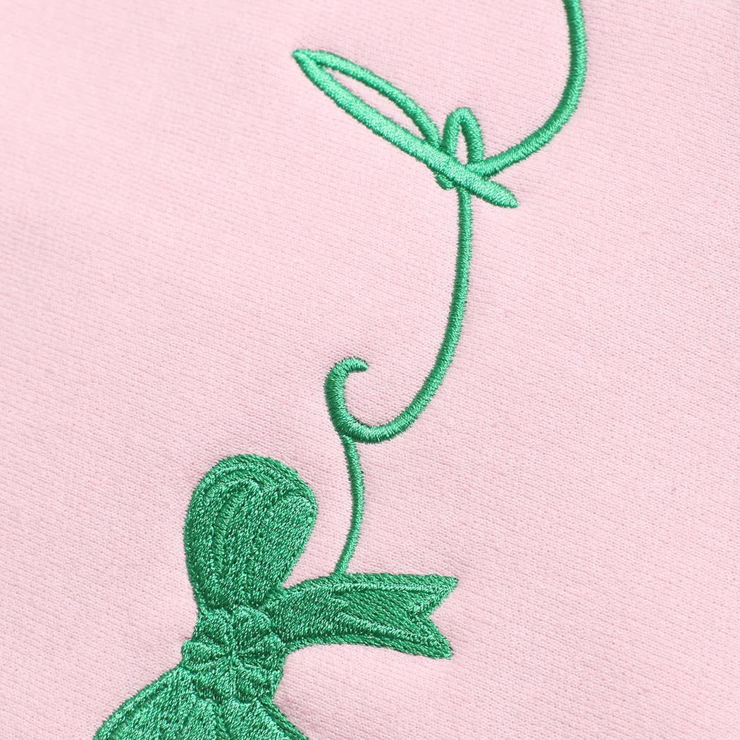 Light Pink Bow and Lucky Shamrock Embroidered Heavyweight Sweatshirt