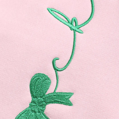 Light Pink Bow and Lucky Shamrock Embroidered Heavyweight Sweatshirt
