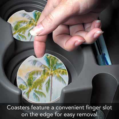 Sunset Palms 1pk Absorbent Stone Car Coaster
