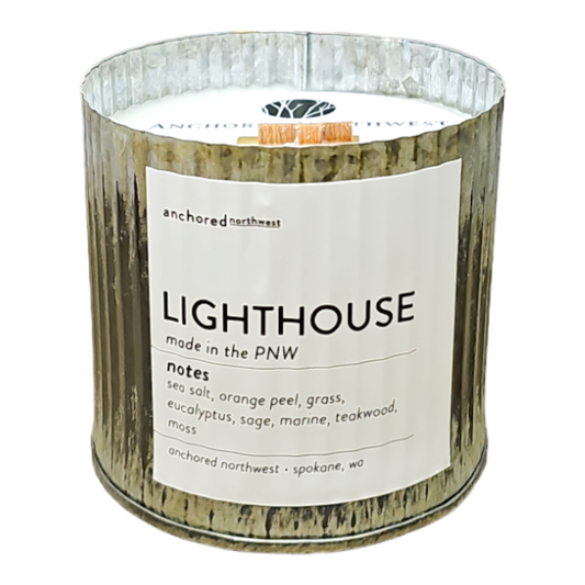 Lighthouse Rustic Vintage Farmhouse Wood Wick Candle: 10oz