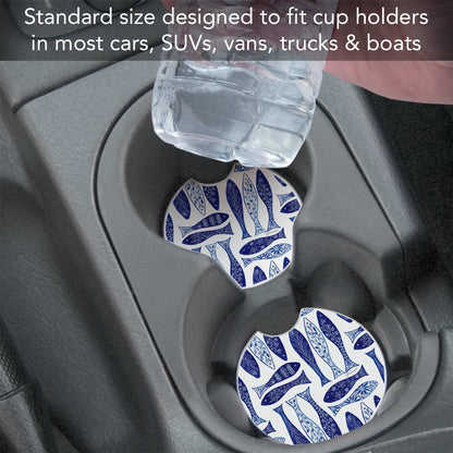 "Blue Fish" Absorbent Stone Car Coaster 1pk