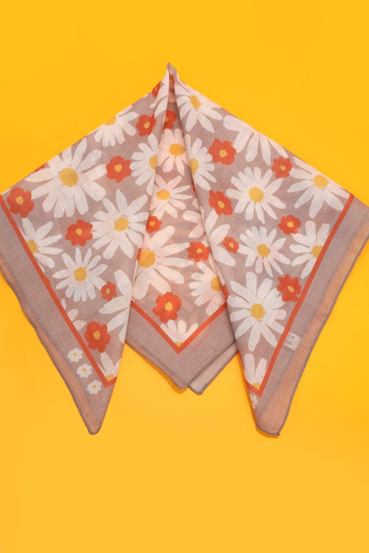 Daisy Print Silky Feel Bandana Scarf