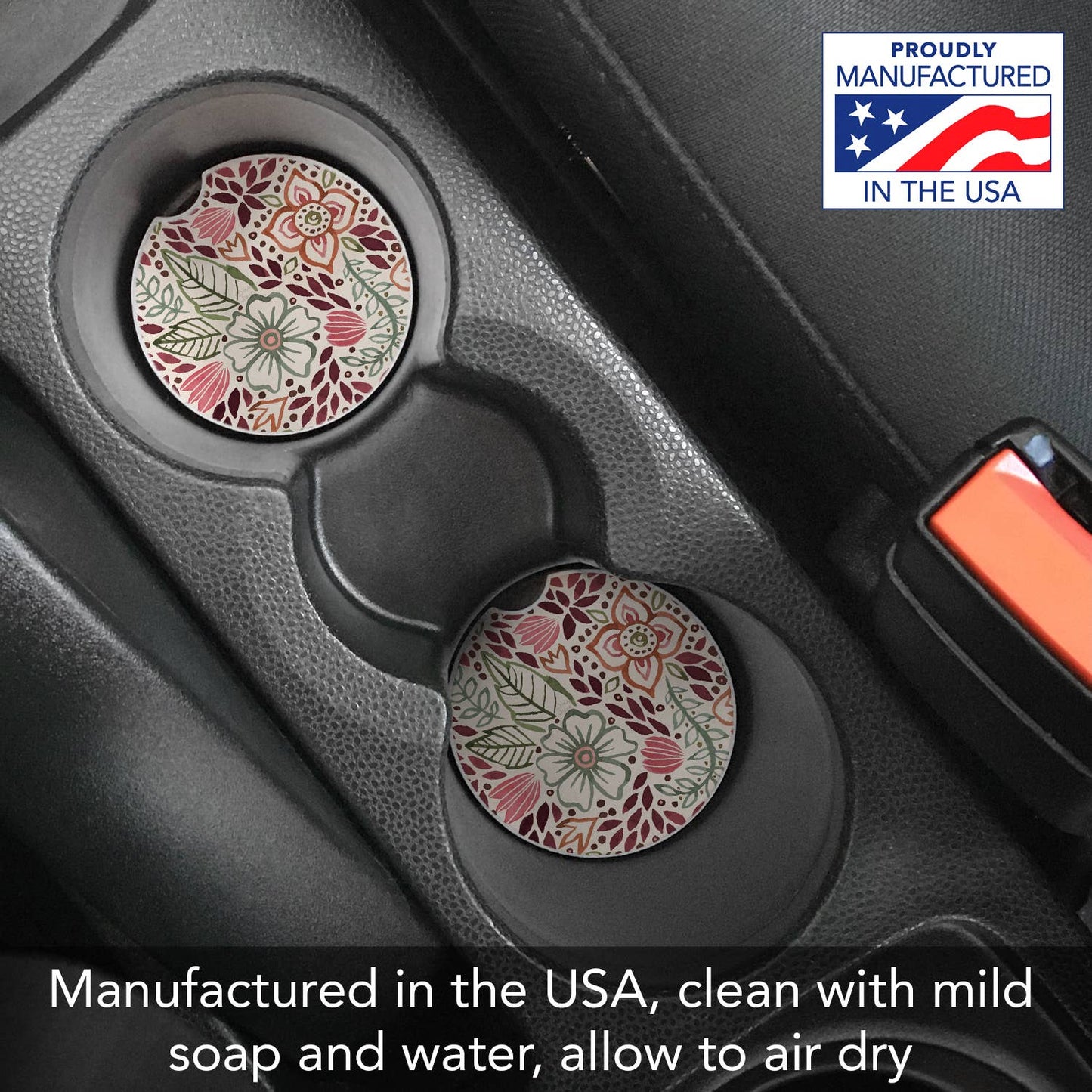 "Floralscape" 1pk Absorbent Stone Car Coaster