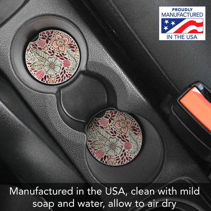 "Floralscape" 1pk Absorbent Stone Car Coaster