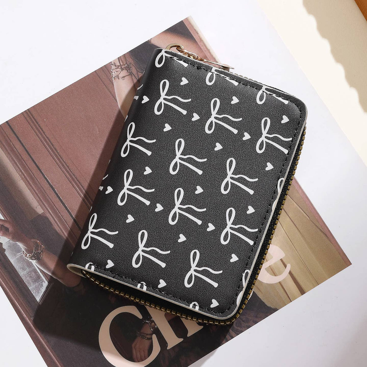 Black Bow Print Card Wallet