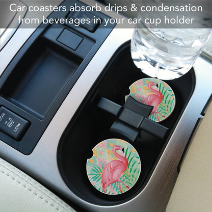 Diamond Flamingo Absorbent Stone Car Coaster 1 Pk