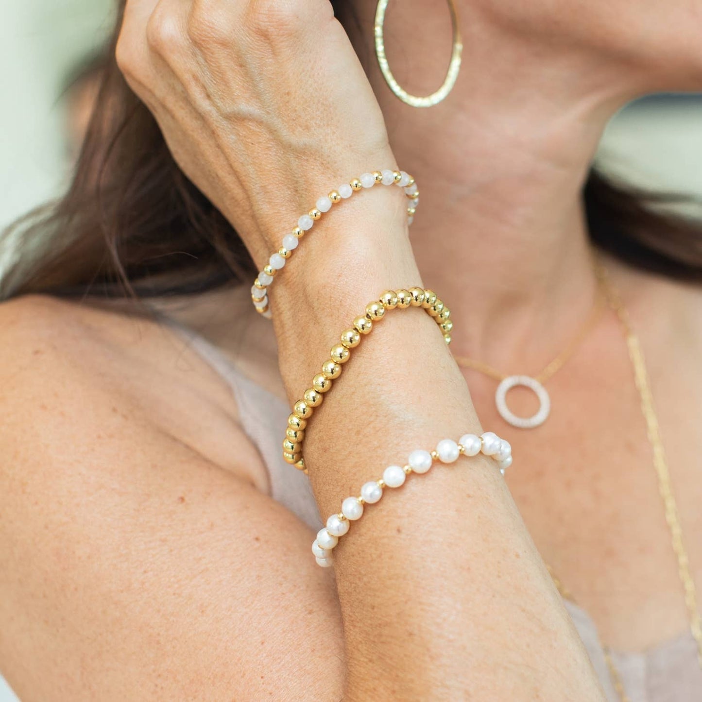 6mm Beaded Bracelet: Gold