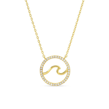 Ride The Wave Pendant Necklace: Gold