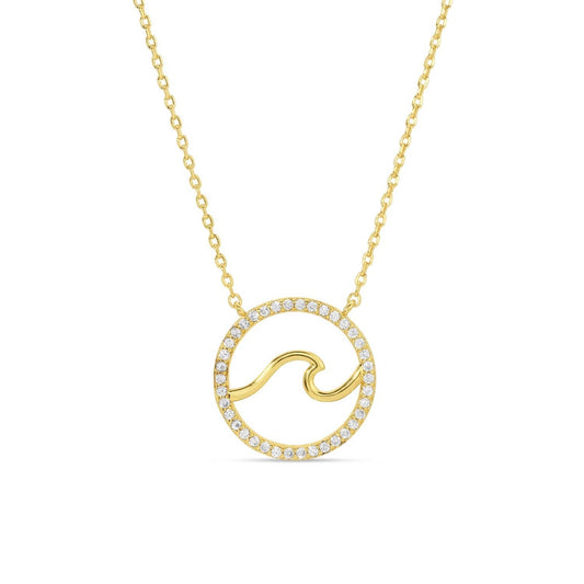 Ride The Wave Pendant Necklace: Gold