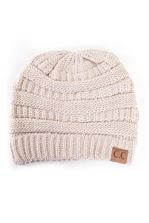 Beige Cable Knit Classic Beanie Winter Hat