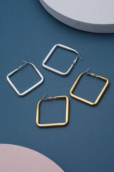 Square Hollow Hoop Earrings